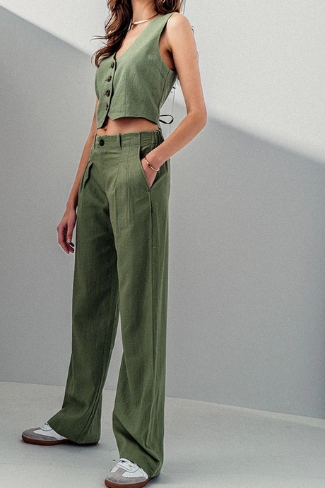 High Waisted Wide Fit Pleated Pants By Urban Daizy