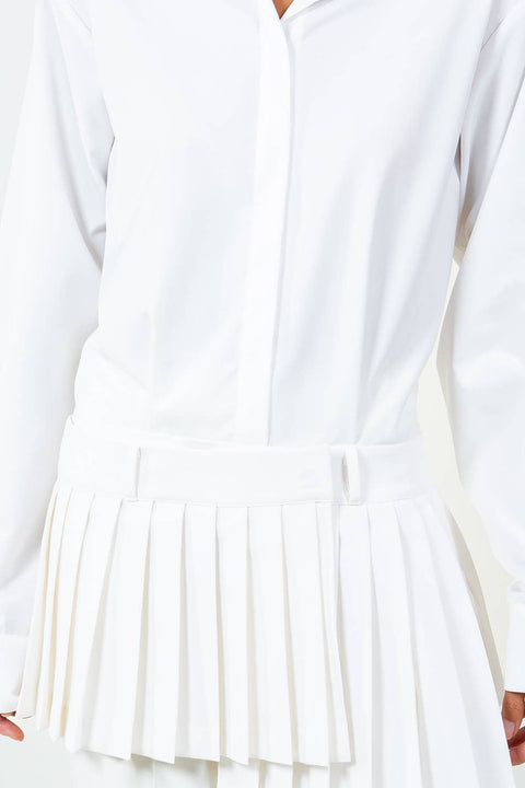 BEYOU ASYMMETRICAL PLEAT SHIRT : White