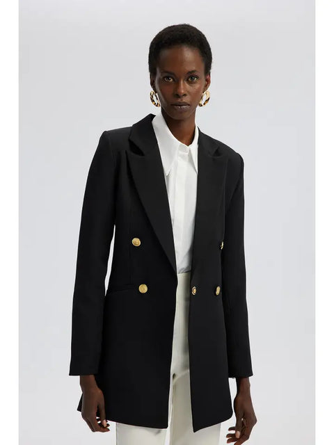 Double Breasted Jacket  Black By Touche Prive