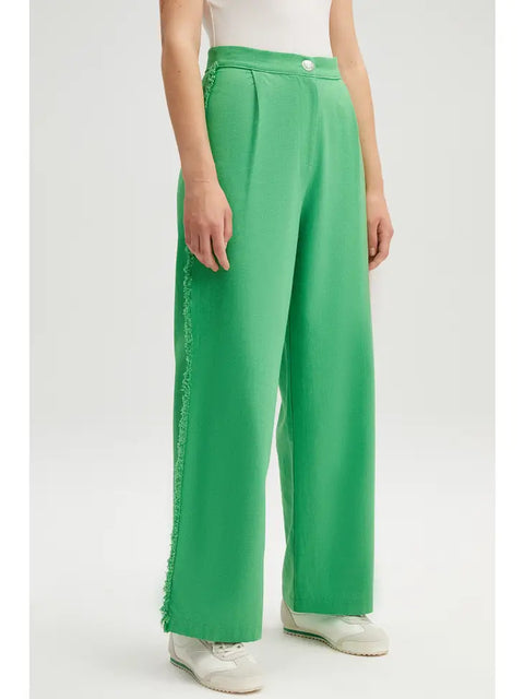 Fringed Linen Trousers By Touche Prive