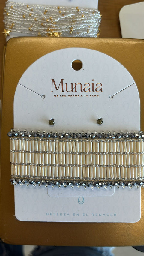 Brazalete Mila Rondelas Silver y Canutillo By Munaia