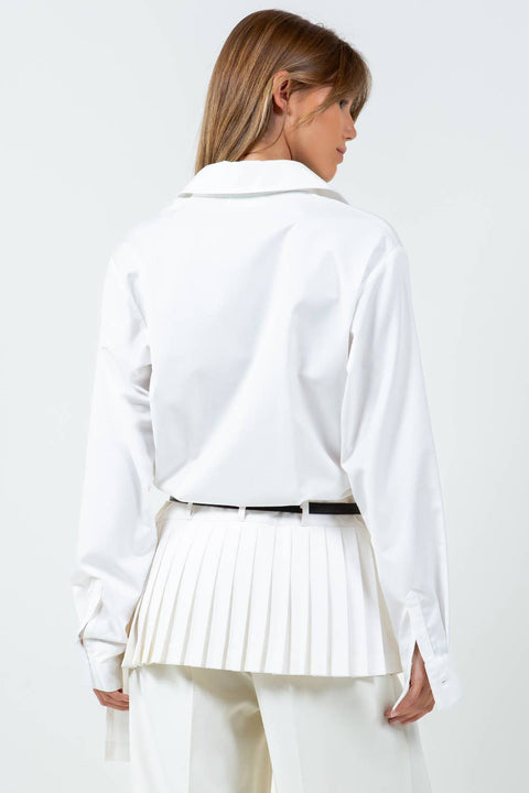 BEYOU ASYMMETRICAL PLEAT SHIRT : White