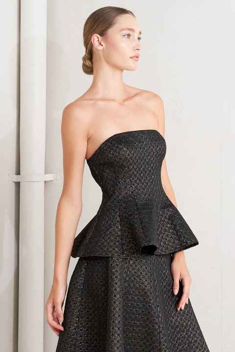 A textured metallic threaded woven top - FT1640: BLACK GOLD / Contemporary / M