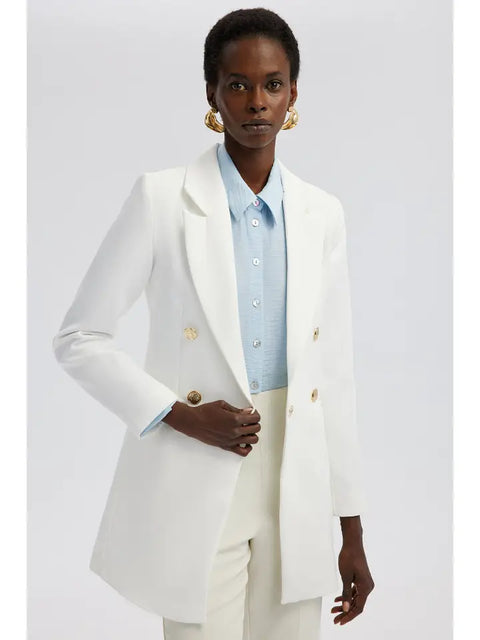 Double Breasted Jacket  Cream  By Touche Prive
