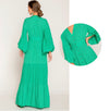 Maxi Dress With V Neck Green By Spirito