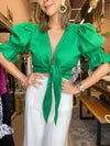 Linen Green Top By Seanery