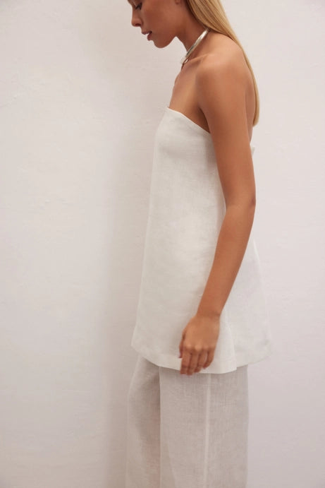 Essence Linen Strapless Top White By Le Cle