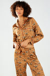Chelsea Peers: Satin Leopard Bee Button Up Long Set