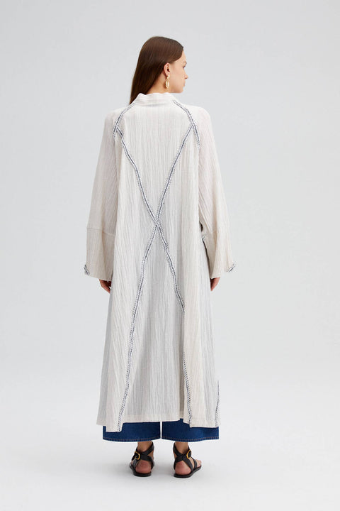 Touche Prive: Tweed Banded Seersucker Kimono
