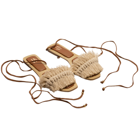 Silvia Cobos Bloom Lace Up Flat Beige